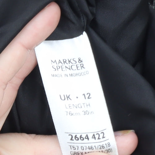 Marks and Spencer Women Grey A-Line Check Skirt Size 12