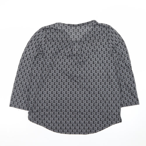 H&M Women's Grey Geometric V-Neck Tunic Blouse Size 12