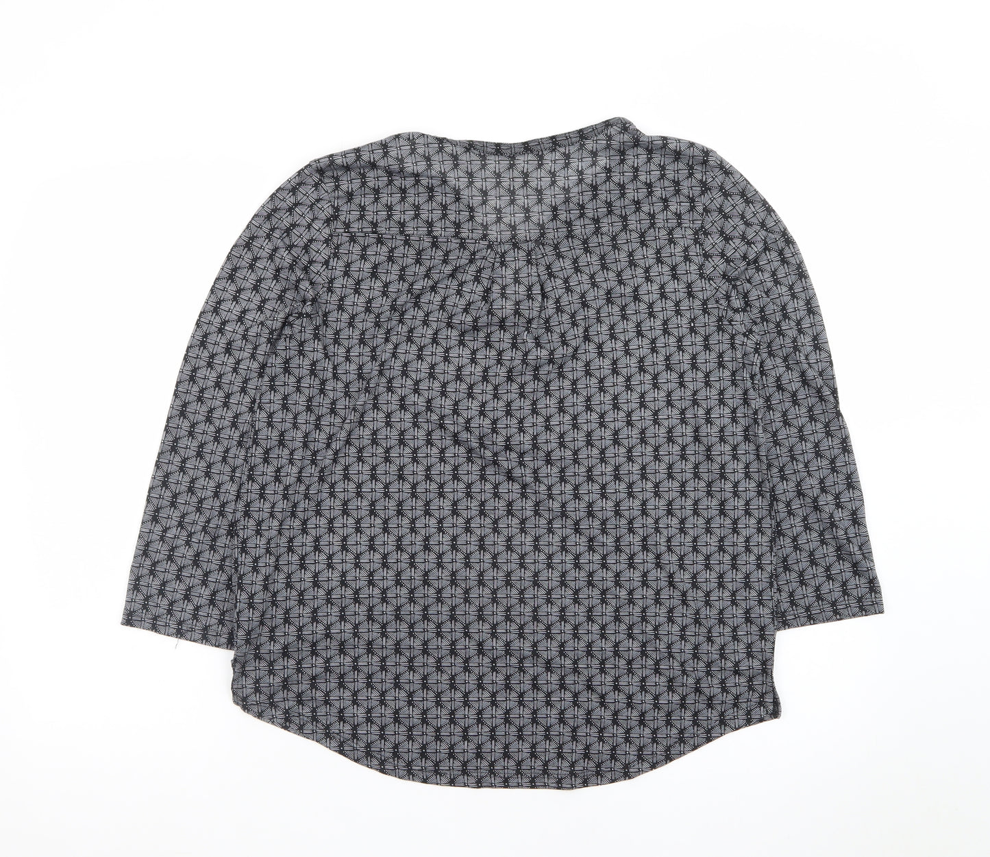 H&M Women's Grey Geometric V-Neck Tunic Blouse Size 12