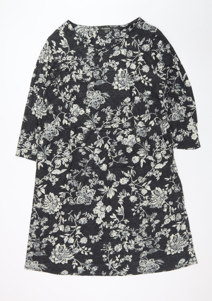 Bonmarché Women’s Black Floral Knee Length Shift Dress Size 22