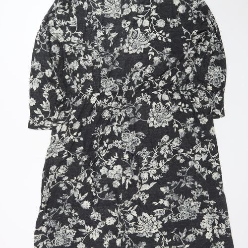 Bonmarché Women’s Black Floral Knee Length Shift Dress Size 22