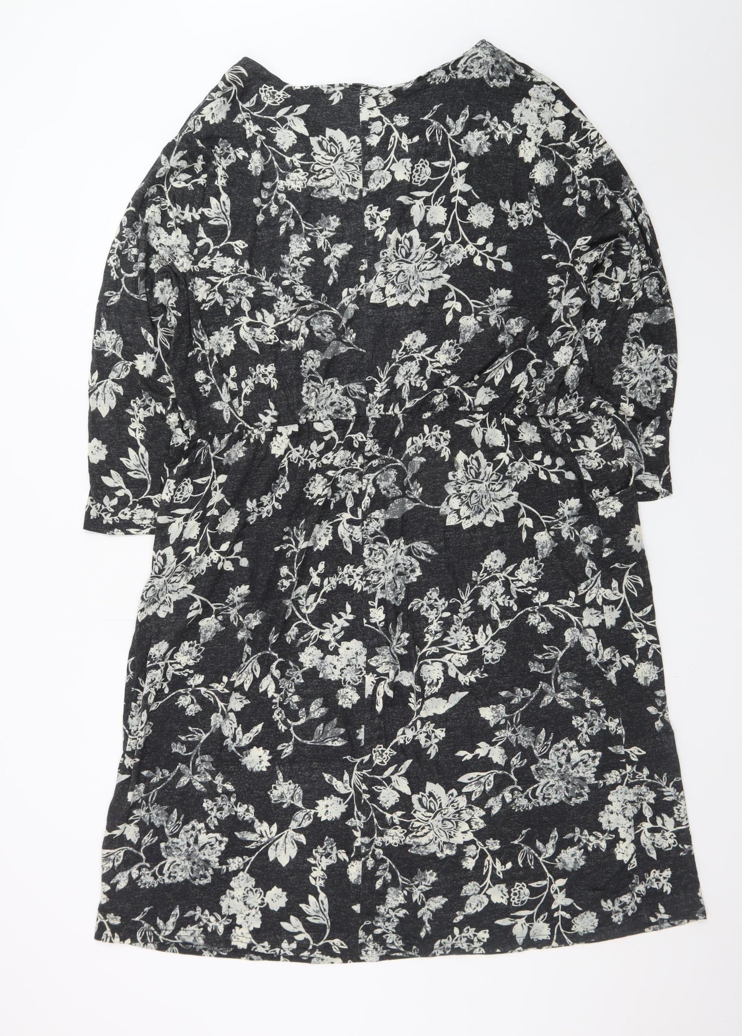 Bonmarché Women’s Black Floral Knee Length Shift Dress Size 22