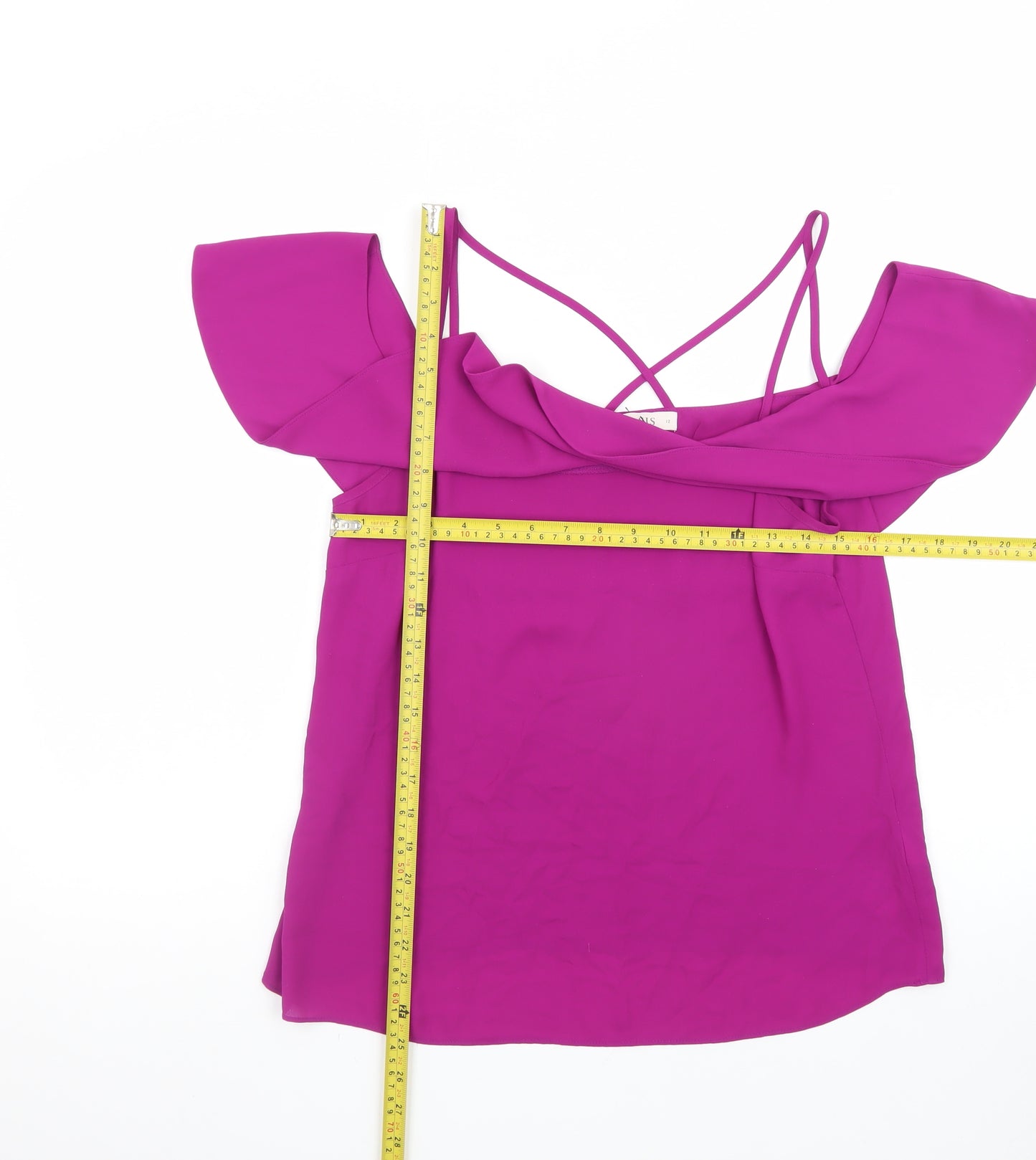 Oasis Women Purple Off Shoulder Ruffle Camisole Blouse Size 12