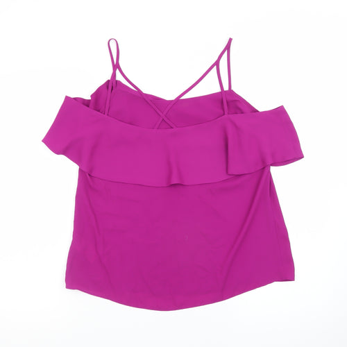Oasis Women Purple Off Shoulder Ruffle Camisole Blouse Size 12