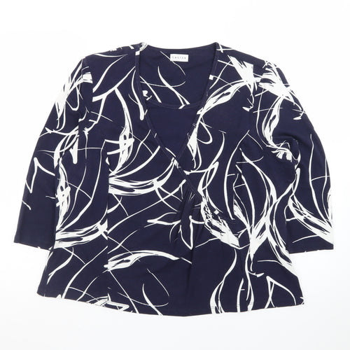 Eastex Women's Blue Abstract Wrap Jersey Blouse Size 20