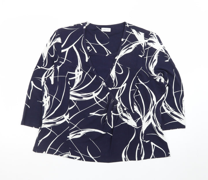 Eastex Women's Blue Abstract Wrap Jersey Blouse Size 20