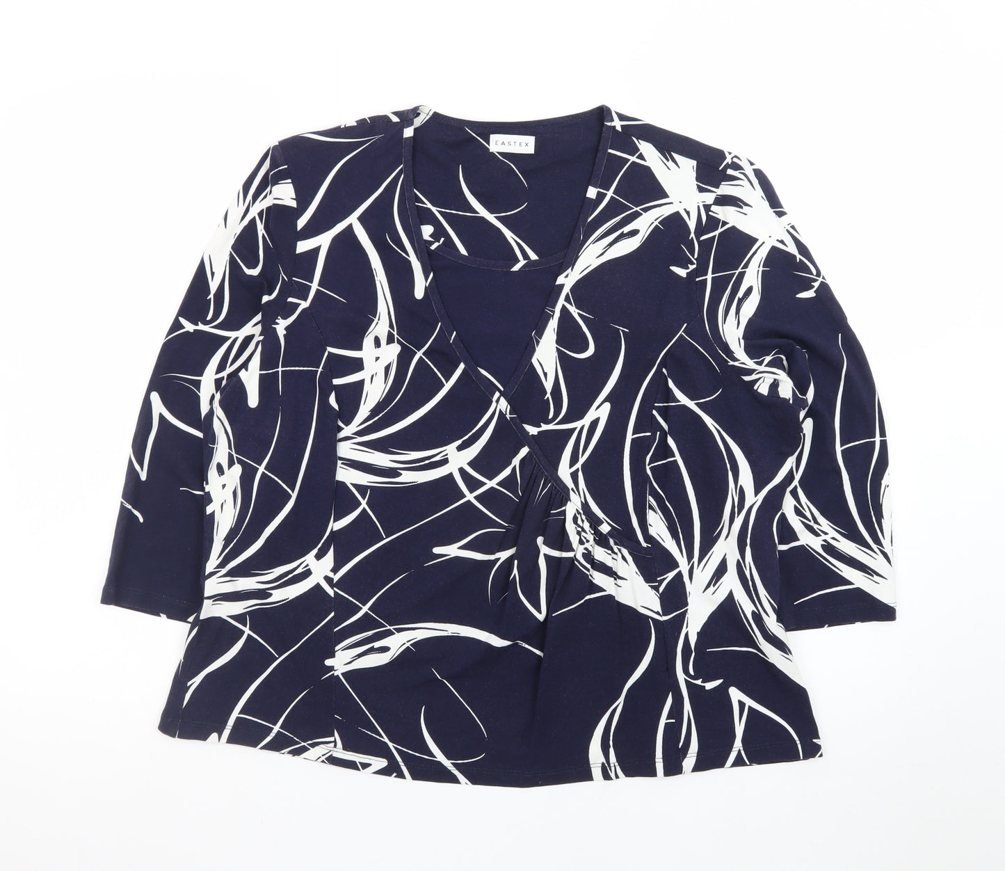 Eastex Women's Blue Abstract Wrap Jersey Blouse Size 20