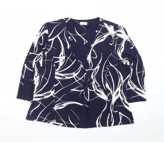Eastex Women's Blue Abstract Wrap Jersey Blouse Size 20