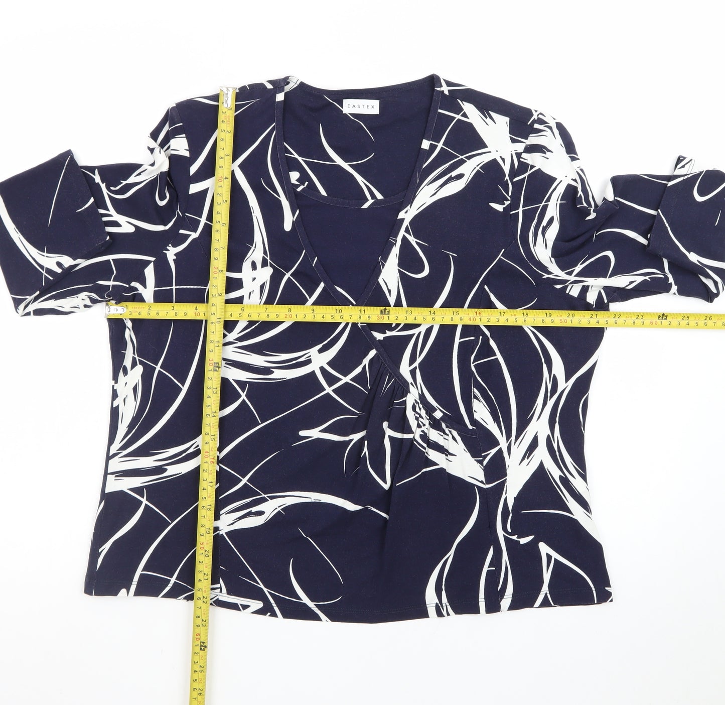 Eastex Women's Blue Abstract Wrap Jersey Blouse Size 20