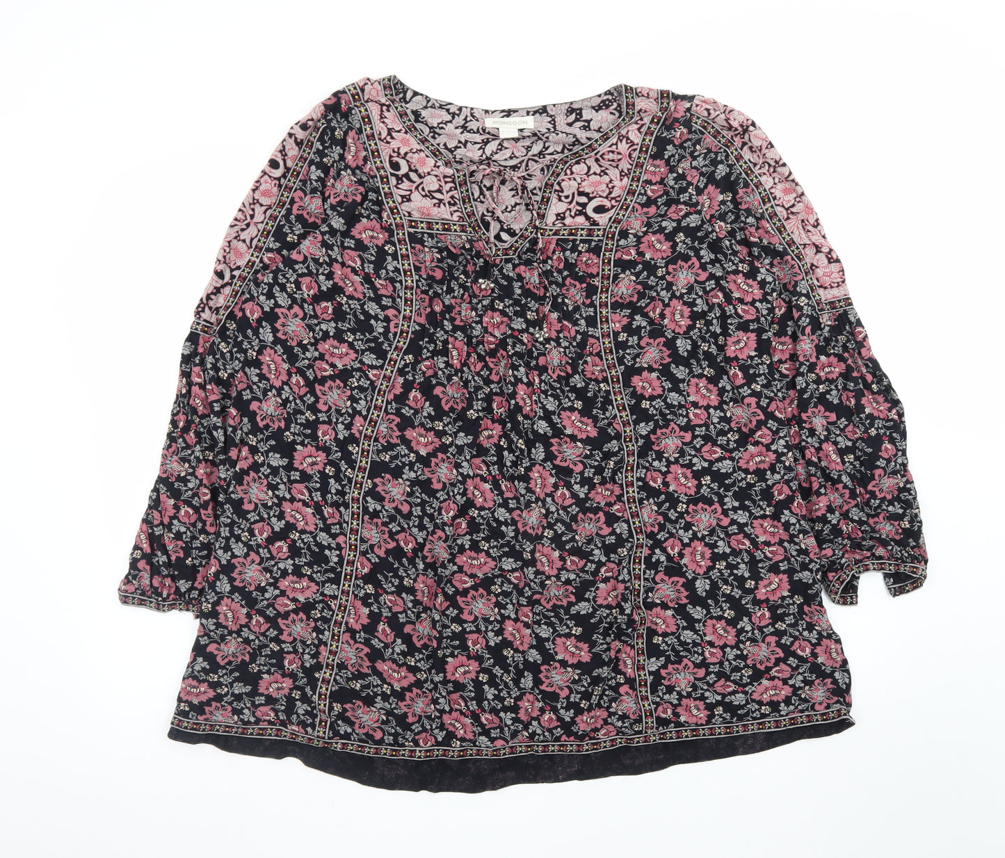 Monsoon Women’s Multicoloured Floral Tunic Blouse Size 18 Viscose