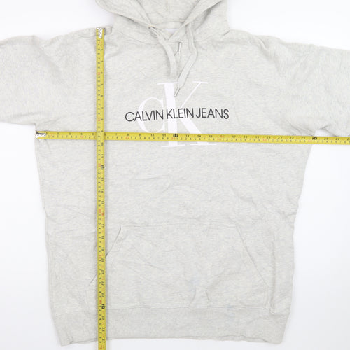 Calvin Klein Jeans Men's Grey XL Pullover Hoodie Logo Fleece
