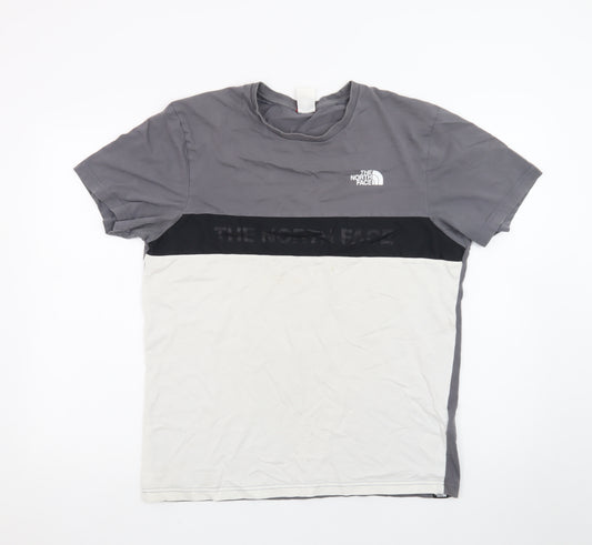 The North Face Men's Grey & White Colourblock Crew Neck T-Shirt M