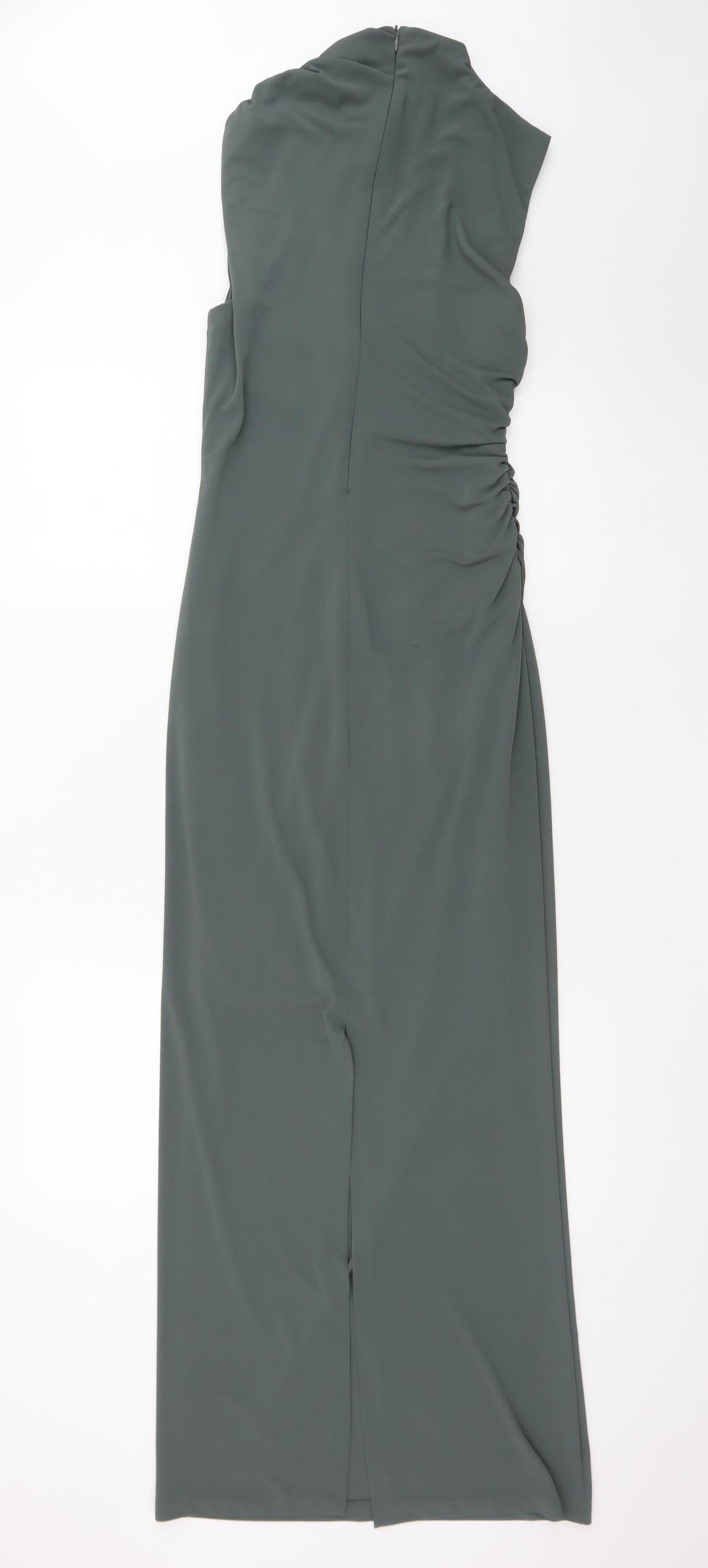Zara Women’s Green Sleeveless Ruched Sheath Maxi Dress XS