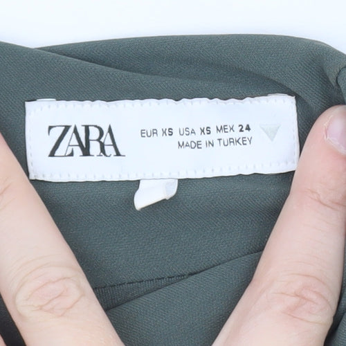 Zara Women’s Green Sleeveless Ruched Sheath Maxi Dress XS