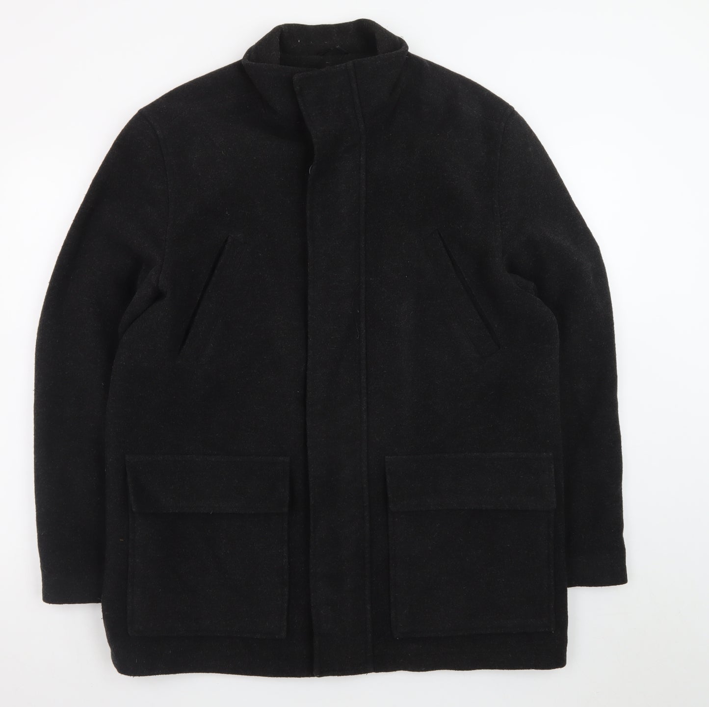 Butler & Webb Men's Black Wool Overcoat Medium 38in Regular Fit