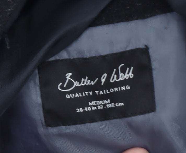 Butler & Webb Men's Black Wool Overcoat Medium 38in Regular Fit