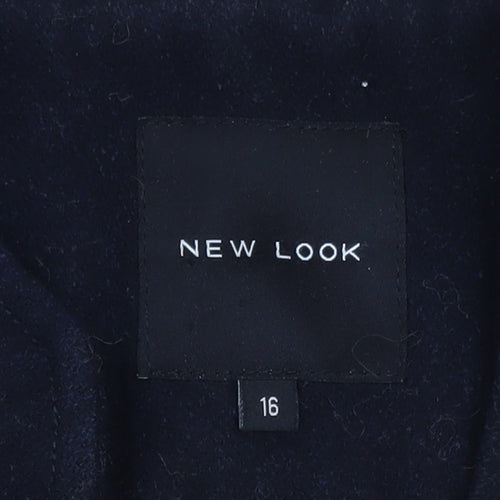 New Look Women's Black Wool Blend Military Jacket Size 16