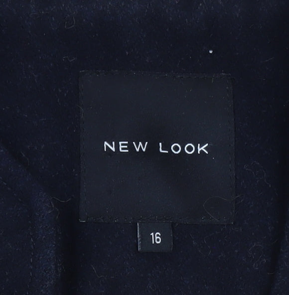 New Look Women's Black Wool Blend Military Jacket Size 16