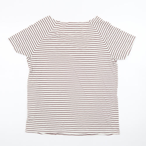 Fred Perry Women’s White Striped Cotton T-Shirt UK 10