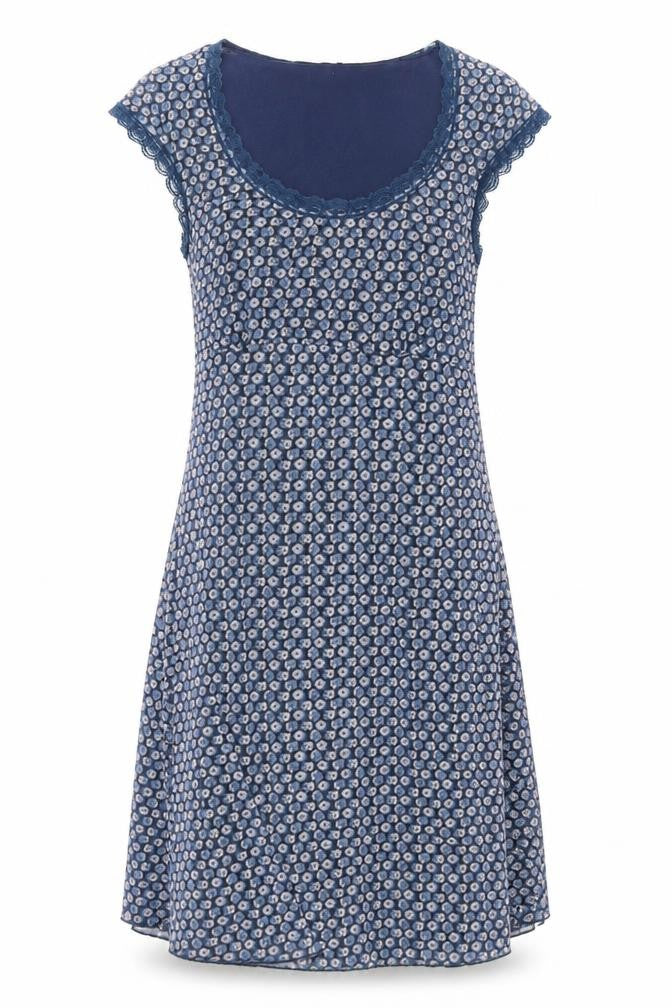 Front view of Yaya Collection Women's Blue Floral Shift Dress L