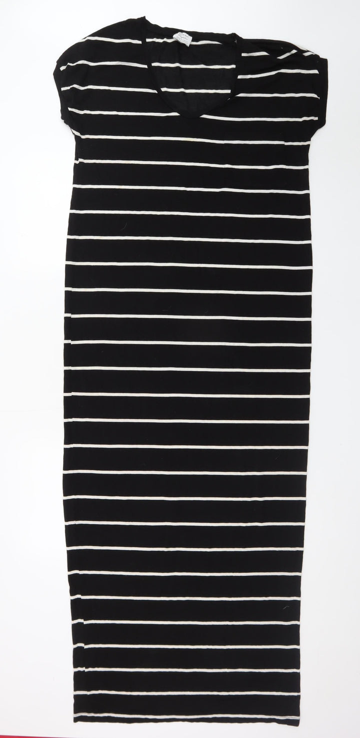 Zara Women’s Black Striped Midi T-Shirt Dress Size 12