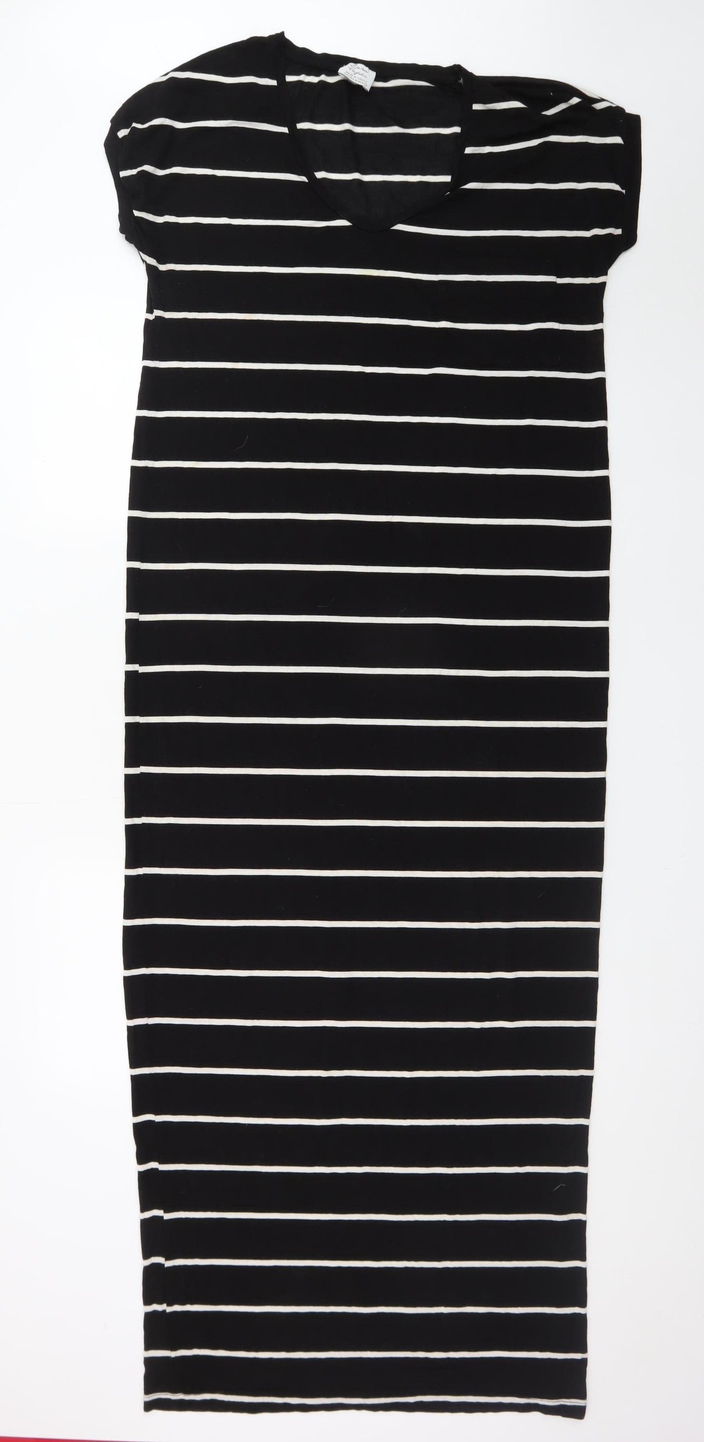 Zara Women’s Black Striped Midi T-Shirt Dress Size 12