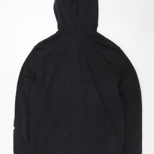 Adidas Womens Black Full Zip Hoodie Size L 16-18 Logo Sleeve Sweatshirt