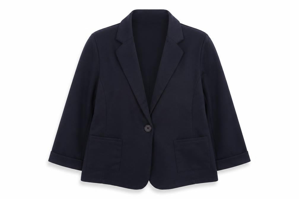 Front view of New Look Women's Blue, size 14, Regular Fit Blazer Jacket