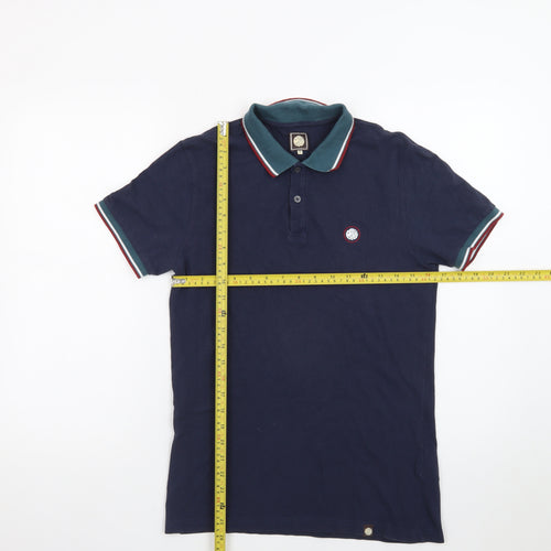 Pretty Green Men's Blue Collared Cotton Polo Shirt Size S