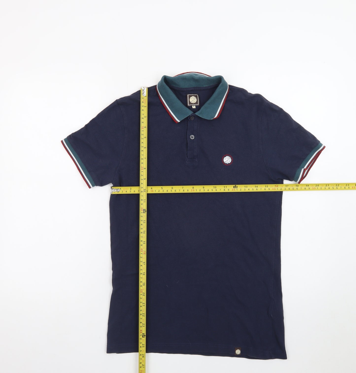 Pretty Green Men's Blue Collared Cotton Polo Shirt Size S