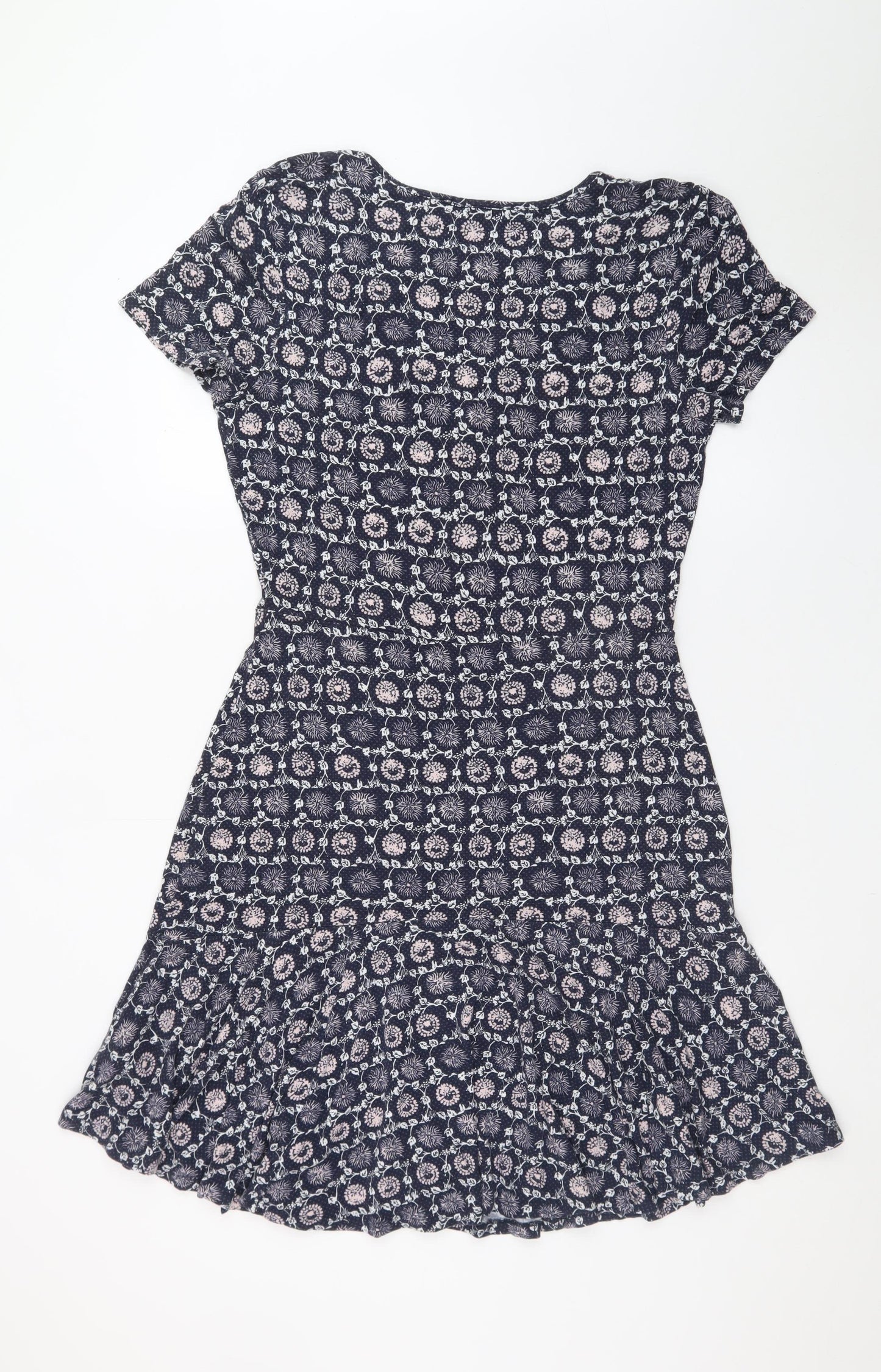 Next Womens Blue Floral Fit & Flare Jersey Dress Size 12