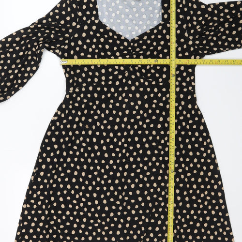 Papaya Women Black Polka Dot A-Line Dress Size 14