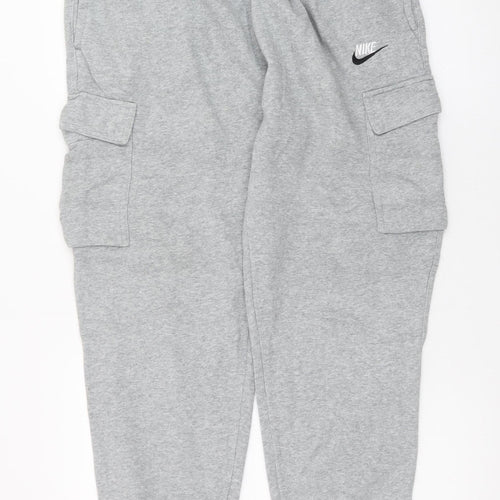 Nike Men's Grey Cargo Sweatpants L Regular Fit Cotton Blend