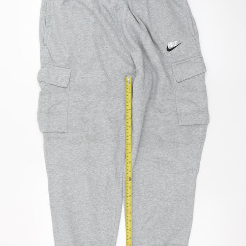 Nike Men's Grey Cargo Sweatpants L Regular Fit Cotton Blend