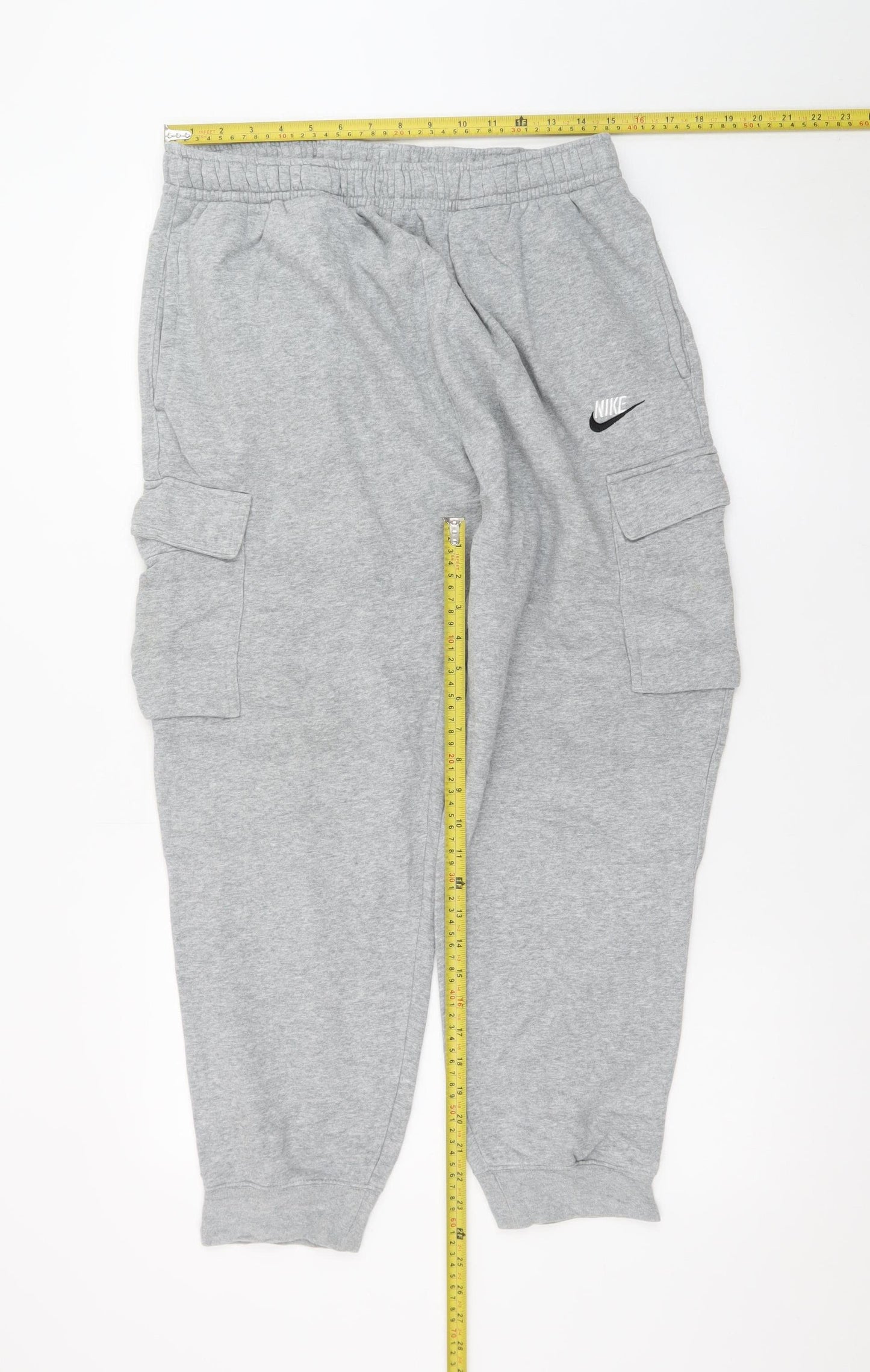 Nike Men's Grey Cargo Sweatpants L Regular Fit Cotton Blend