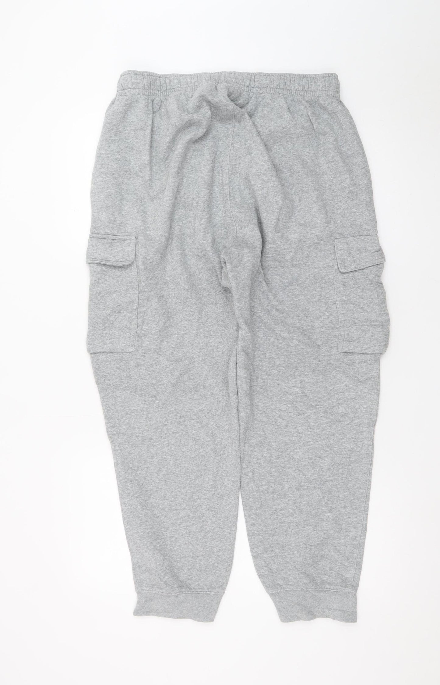 Nike Men's Grey Cargo Sweatpants L Regular Fit Cotton Blend