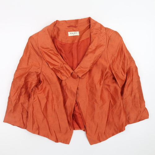 Kaliko Women's Orange Silk Shawl Collar Blazer Size 14