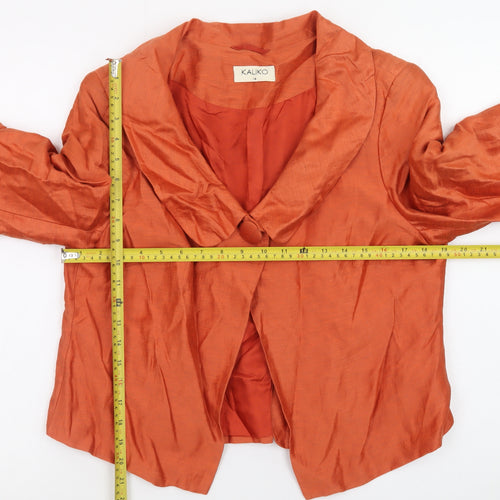 Kaliko Women's Orange Silk Shawl Collar Blazer Size 14