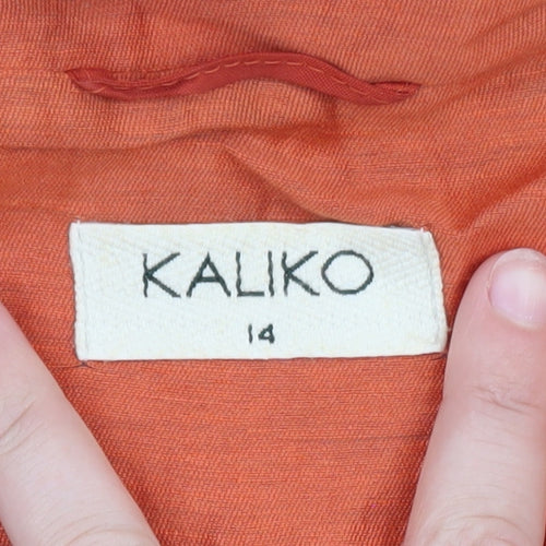 Kaliko Women's Orange Silk Shawl Collar Blazer Size 14