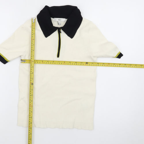 Marks and Spencer Men’s Ivory Short Sleeve 1/4 Zip Polo Shirt Size M