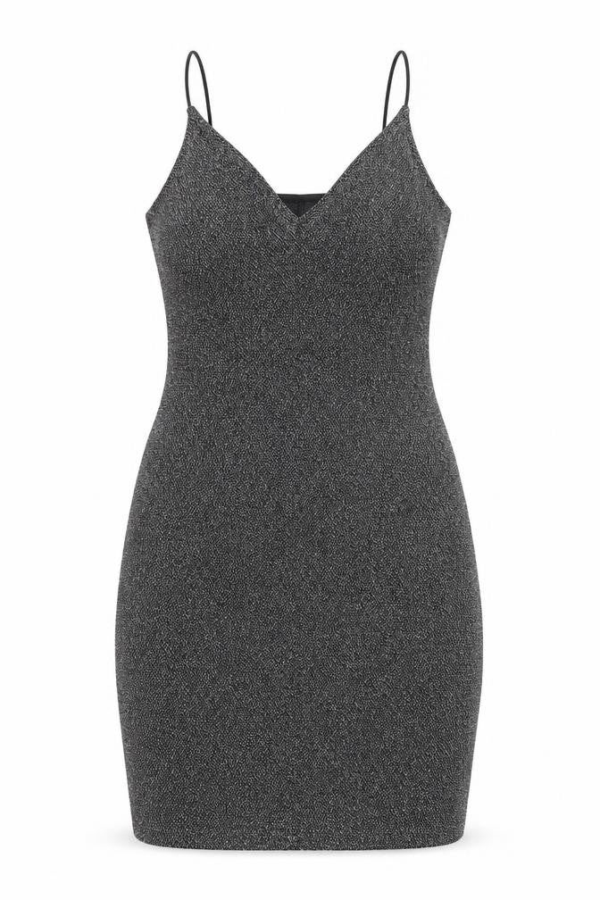 H&M Divided Women Silver Glitter Bodycon Dress Size 8