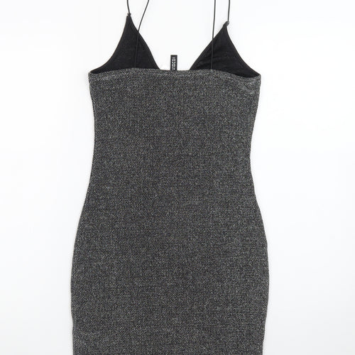 H&M Divided Women Silver Glitter Bodycon Dress Size 8