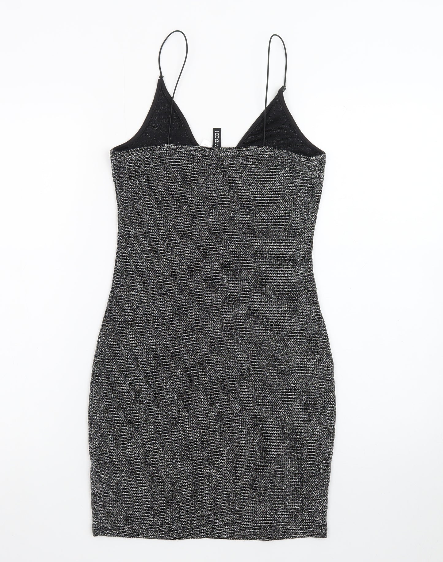 H&M Divided Women Silver Glitter Bodycon Dress Size 8