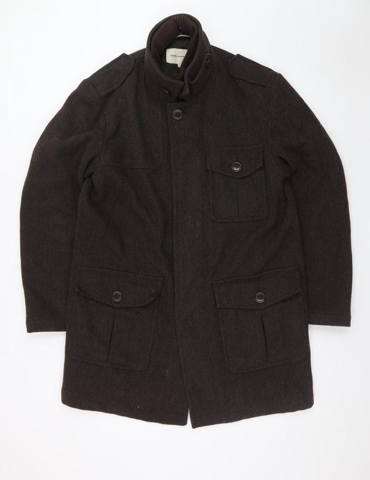 Rocha John Rocha Men Brown Wool Military Style Coat Size M