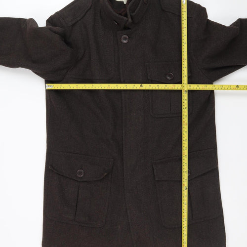Rocha John Rocha Men Brown Wool Military Style Coat Size M