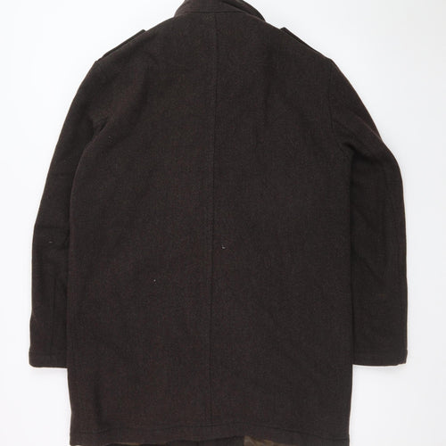 Rocha John Rocha Men Brown Wool Military Style Coat Size M