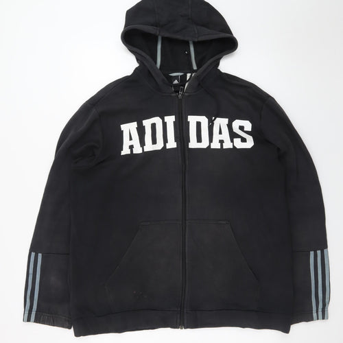Adidas Mens Black XL Full Zip Hoodie Sports Fleece Sweatshirt