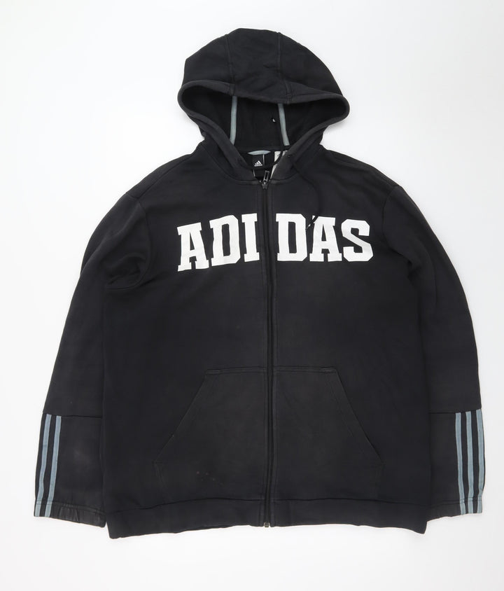 Adidas Mens Black XL Full Zip Hoodie Sports Fleece Sweatshirt