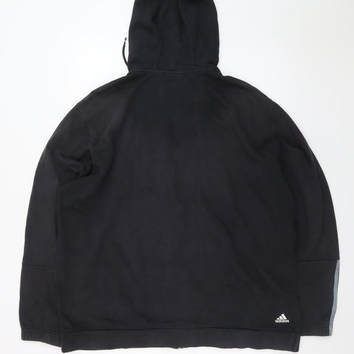 Adidas Mens Black XL Full Zip Hoodie Sports Fleece Sweatshirt