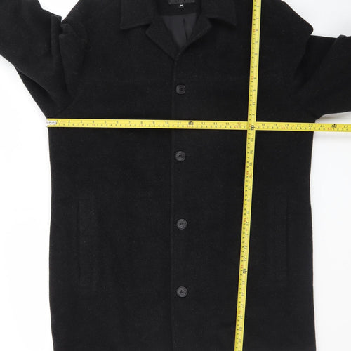 Next Men's Black Wool Cashmere Blend Mid-Length Overcoat M